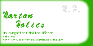 marton holics business card